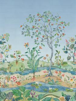 Osborne & Little Mythica Grasscloth Wallpaper Mural, Blue W7817-03