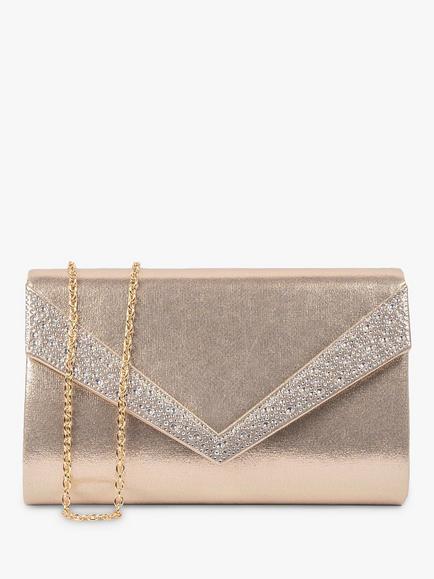 Paradox London Devora Embellished Clutch Bag, Champagne