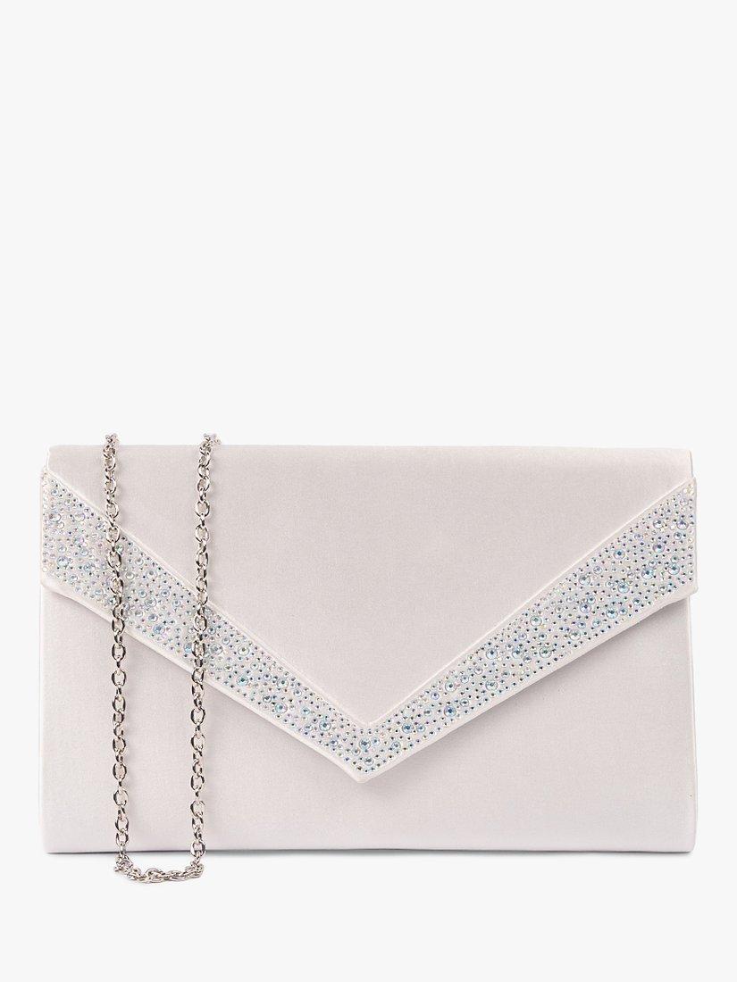 Paradox London Delaney Satin Clutch Bag, Ivory