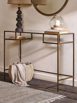 Nkuku Nakuru Console Table, Glass/Brass