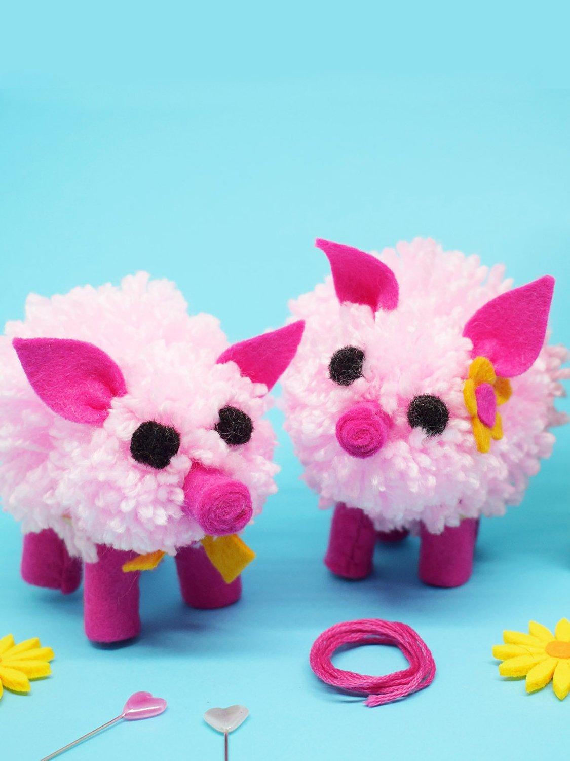 The Make Arcade Pom Pom Piglets Craft Kit