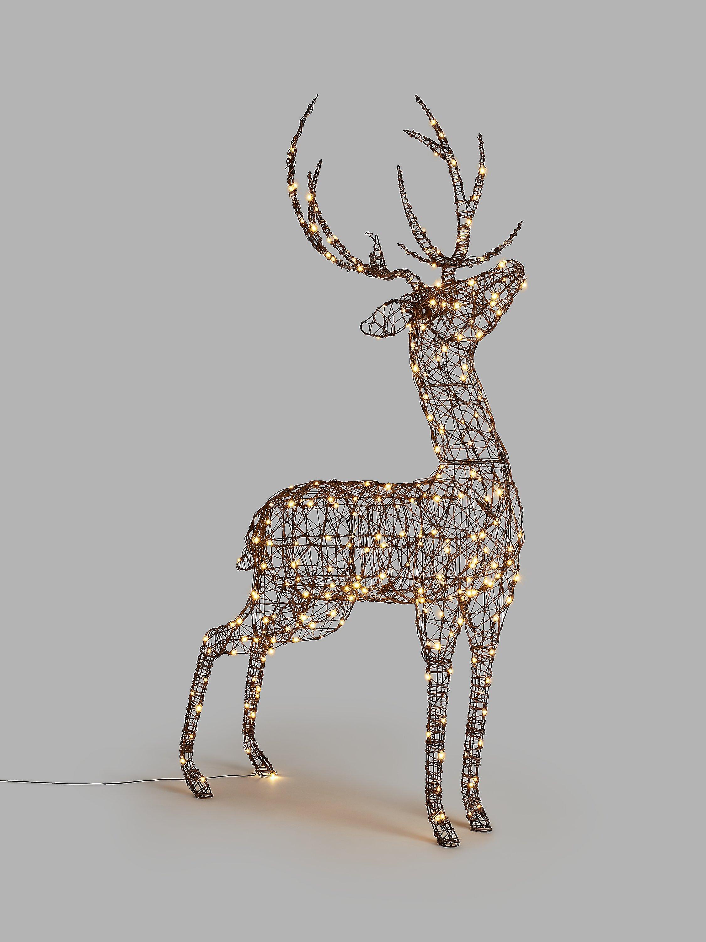 John Lewis Standing Stag Twinkling LED Lit Figure, Brown