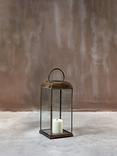 nkuku Kaso Brass Lantern Candle Holder, Antique Brass