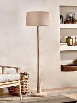 nkuku Sahar Mango Wood Floor Lamp Base, Natural, Natural