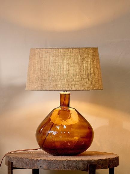 nkuku Baba Glass Lamp Base, Amber, Burnt Amber