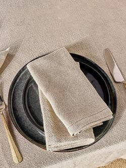 nkuku Sanee Linen Cotton Napkins, Set of 2, Natural, Natural