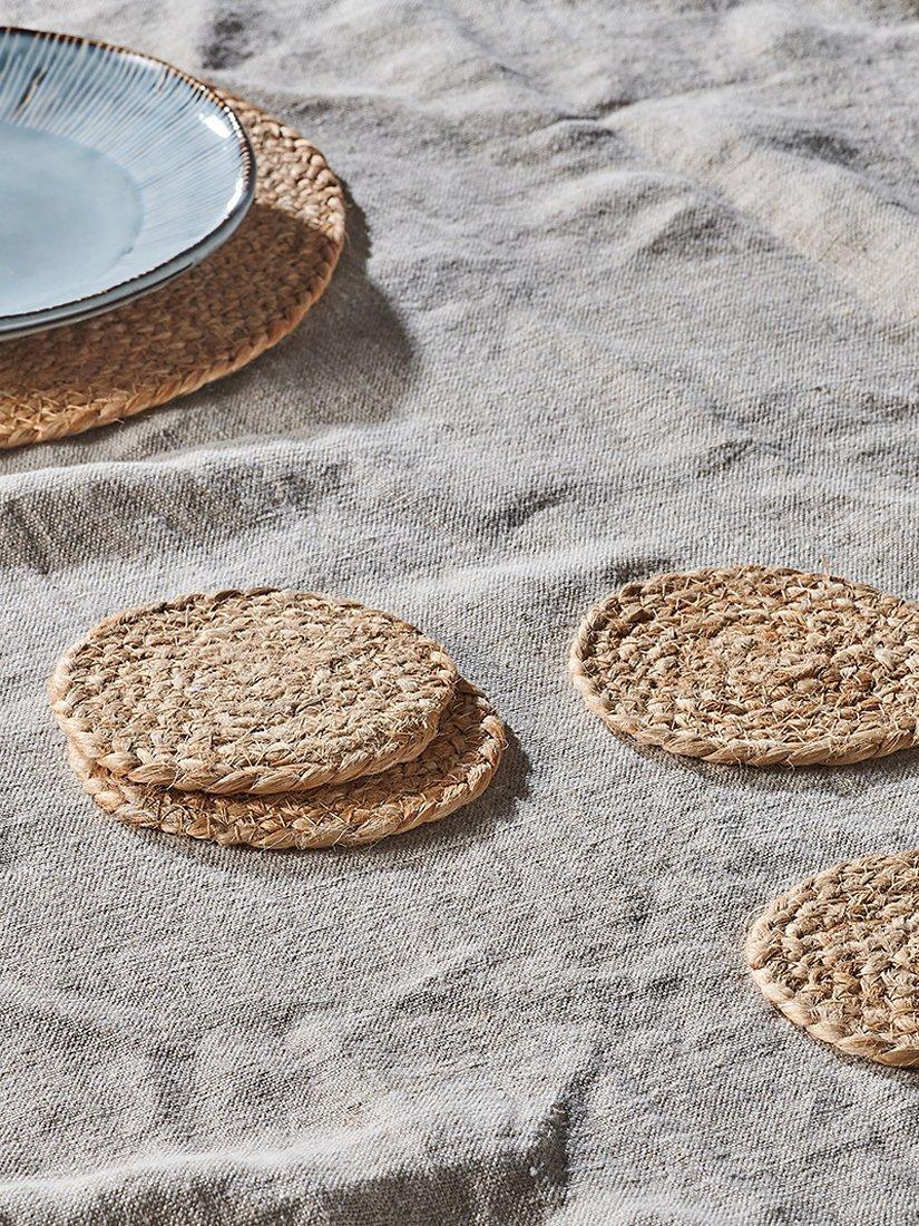 Nkuku Braided Hemp Round Coaster, Set of 4, Natural