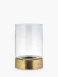 nkuku Rajura Hurricane Lantern Candle Holder, Clear/Gold