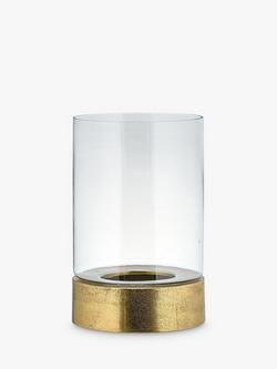 nkuku Rajura Hurricane Lantern Candle Holder, Clear/Gold - view 2, Clear/Gold