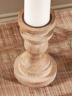 nkuku Kibibi Wooden Candlestick, Natural - view 2, Brown