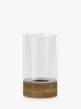 nkuku Idha Mango Wood Hurricane Lantern Candle Holder, Natural