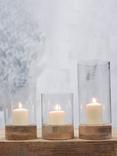nkuku Idha Mango Wood Hurricane Lantern Candle Holder, Natural