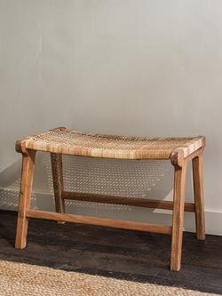 nkuku Madrisana Acacia and Rattan Footstool, Natural