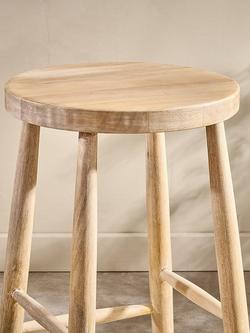 nkuku Mengwi Round Bar Stool, Natural, Natural