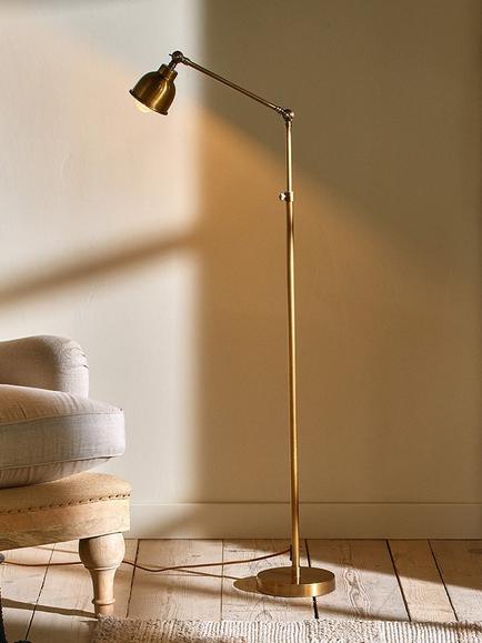 Nkuku Chapda Floor Lamp, Antique Brass, Antique Brass