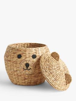 John Lewis Bear Water Hyacinth Storage Basket, Natural - view 2, Natural