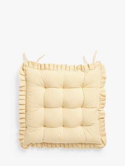 John Lewis Frilled Stripe Seat Pad, Ochre