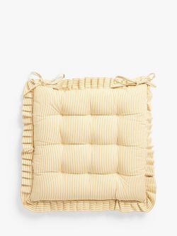 John Lewis Frilled Stripe Seat Pad - view 2, Ochre
