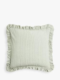 John Lewis Velvet Frill Cushion - view 2, Green