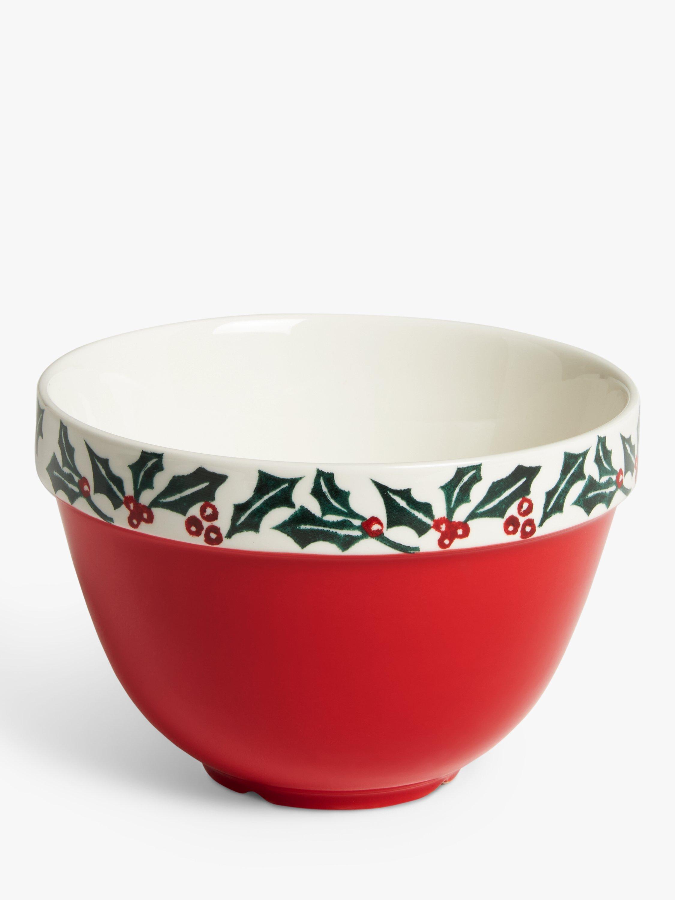 John Lewis Christmas Holly Fine China Pudding Basin, Red