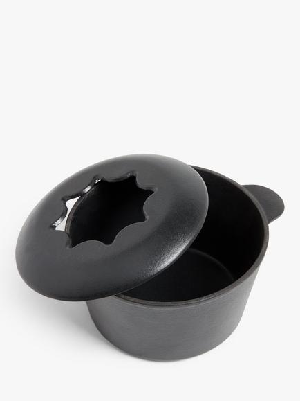 John Lewis Cast Iron Fondue Set, Black - view 2, Black