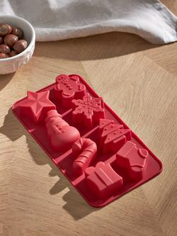 John Lewis Christmas Mini Silicone Non-Stick Baking Mould - view 2, Red