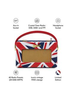 Roberts Revival Uno BT DAB/DAB+/FM Bluetooth Digital Radio with Alarm, Union Jack Limited Edition - view 2, Union Jack Limited Edition