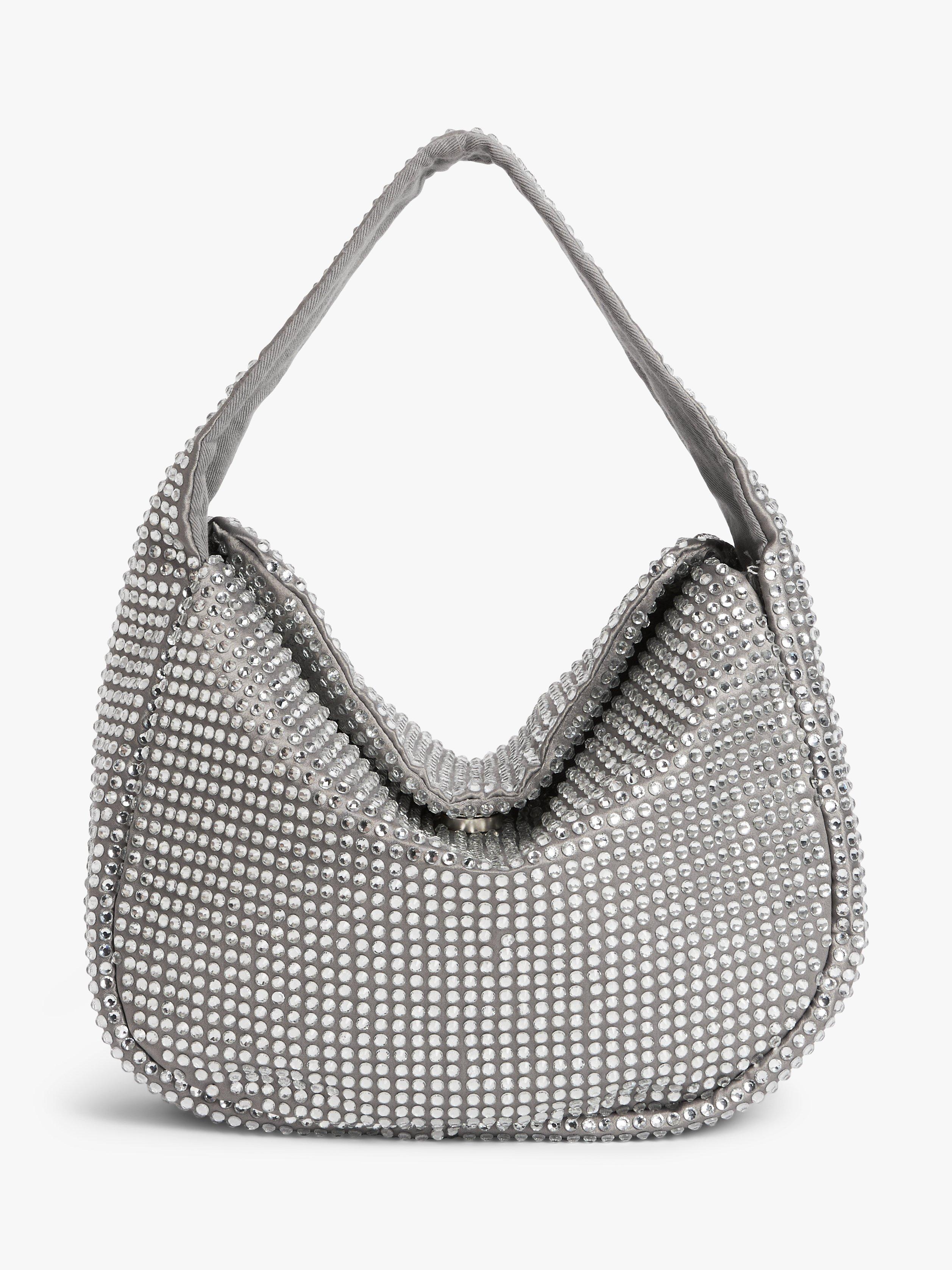 John Lewis Soft Rhinestone Grab Bag, Silver