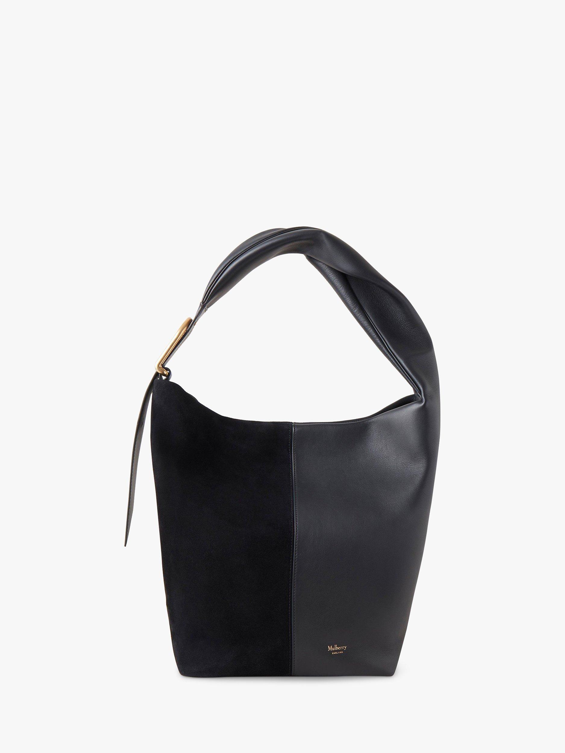 Mulberry Retwist Hobo Matte Smooth Calf Leather & Goat Suede Handbag, Black