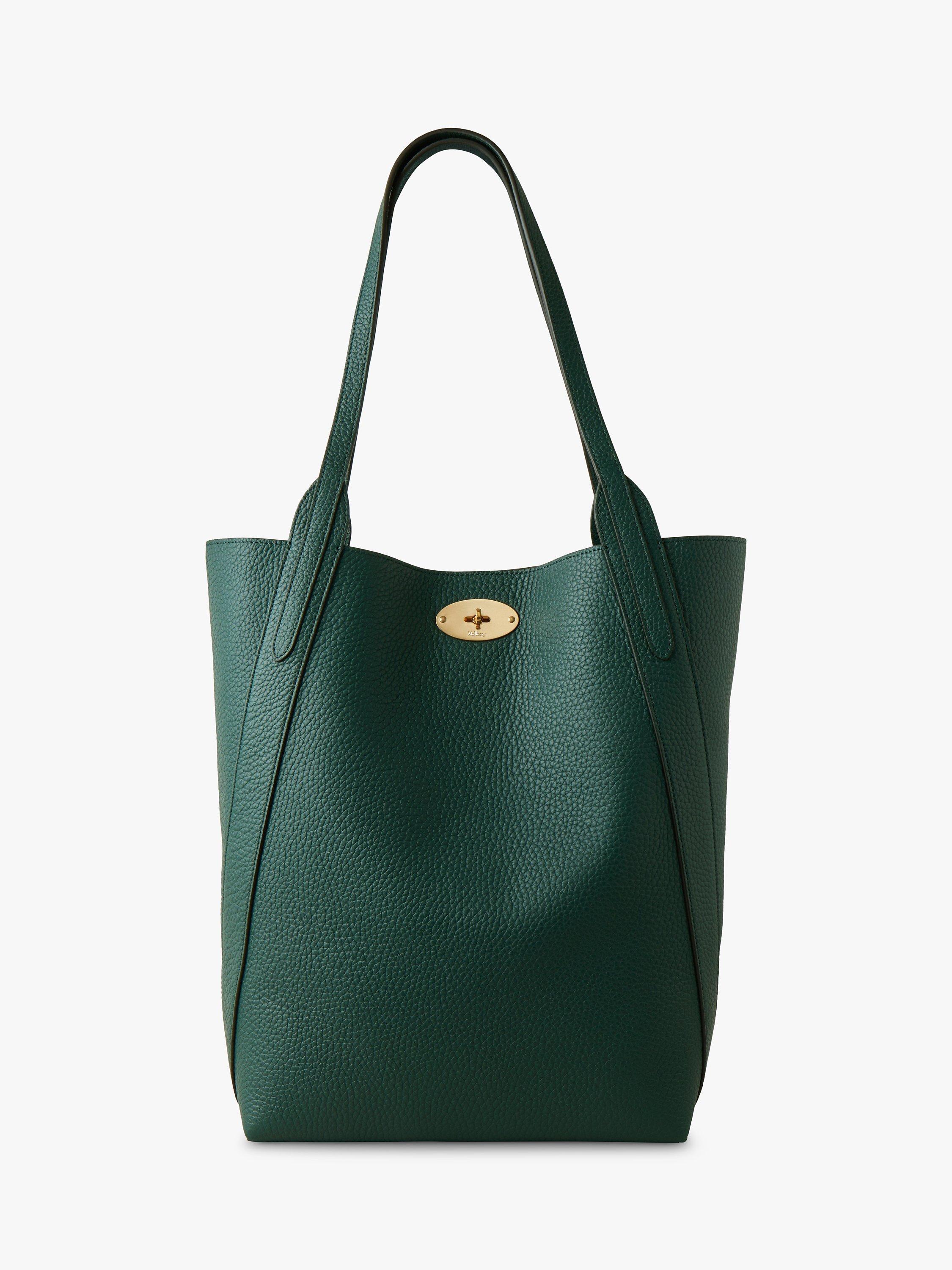 Product image 1 of 5, which shows Mulberry North South Bayswater Heavy Grain Leather Tote Bag, Mulberry Green