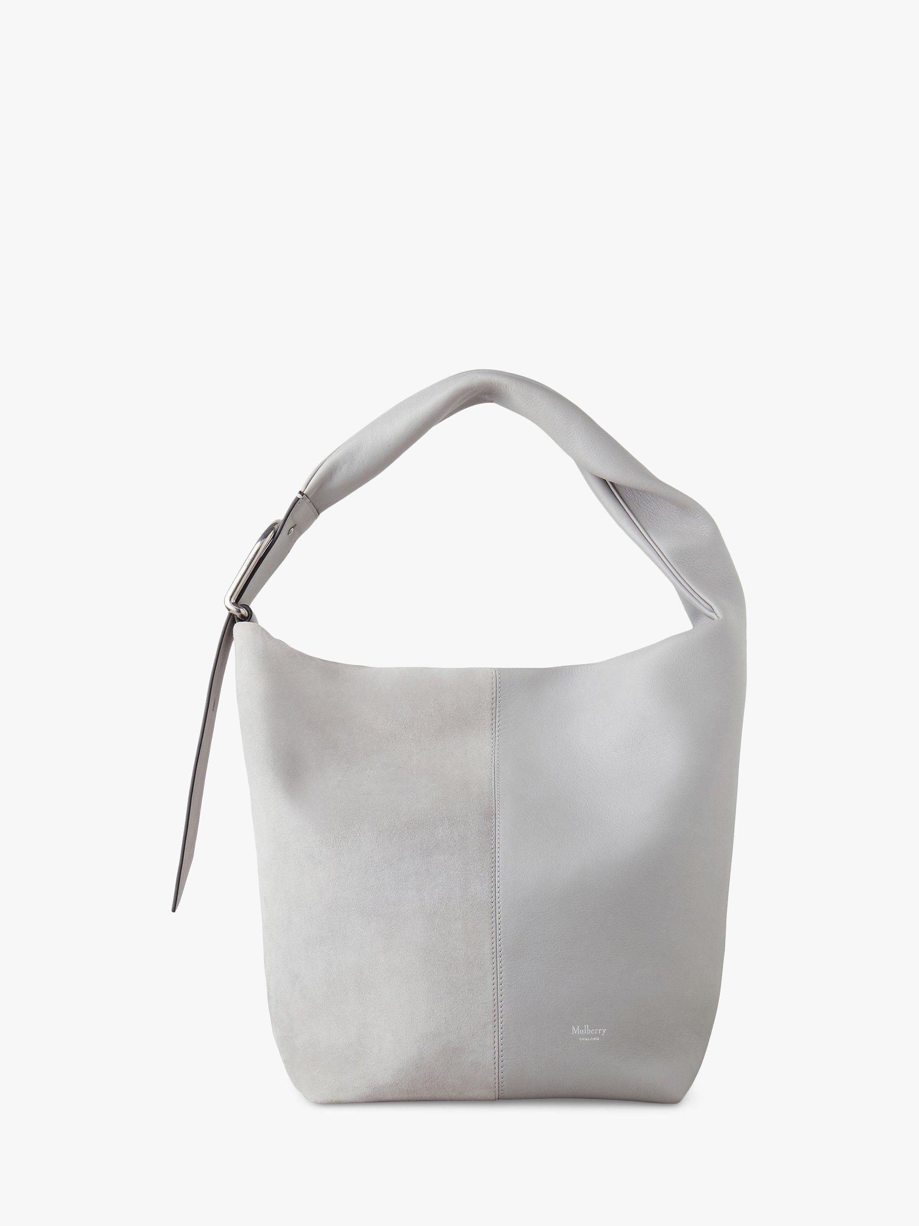 Mulberry Retwist Hobo Matte Smooth Calf Leather & Goat Suede Handbag, Pale Grey