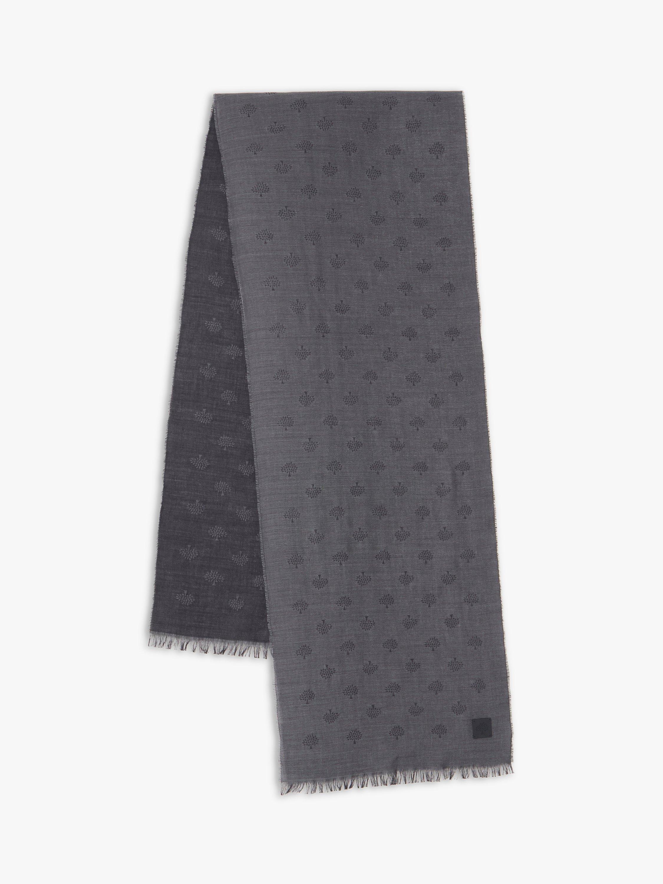 Mulberry Tree Wool Blend Jacquard Rectangular Scarf, Charcoal