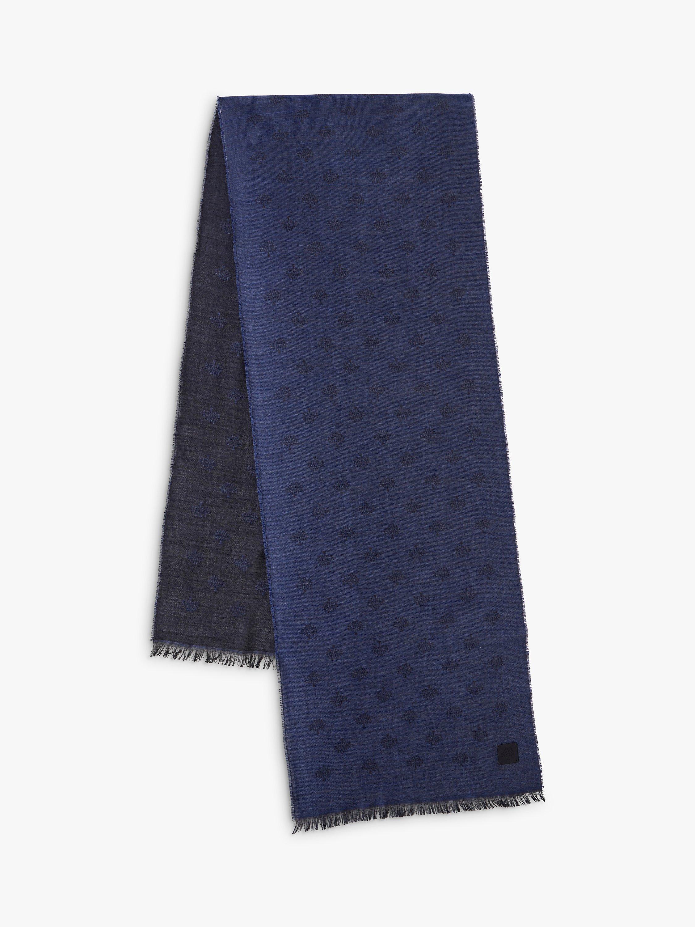 Product image 1 of 3, which shows Mulberry Tree Wool Blend Jacquard Rectangular Scarf, Midnight