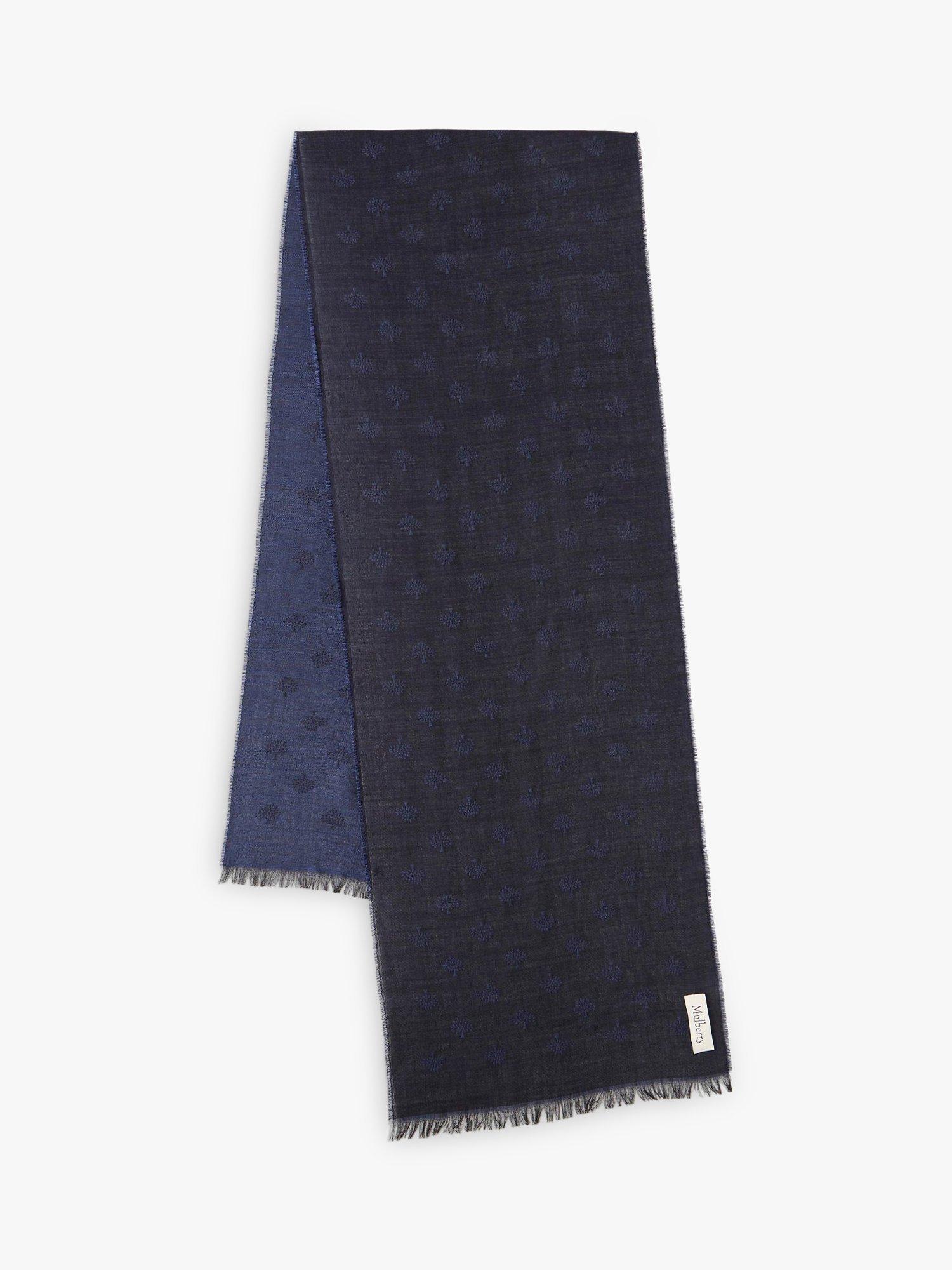 Product image 2 of 3, which shows Mulberry Tree Wool Blend Jacquard Rectangular Scarf, Midnight