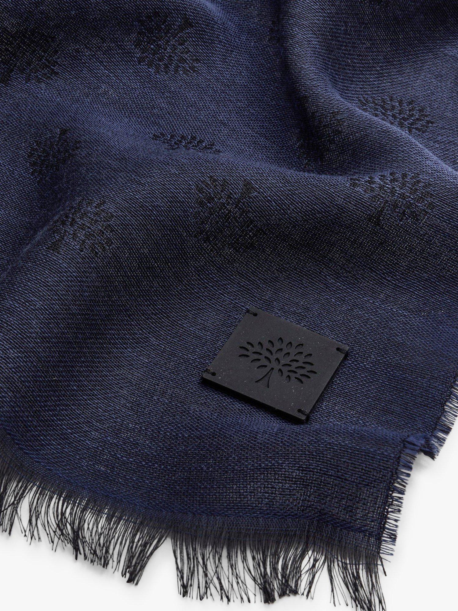 Product image 3 of 3, which shows Mulberry Tree Wool Blend Jacquard Rectangular Scarf, Midnight