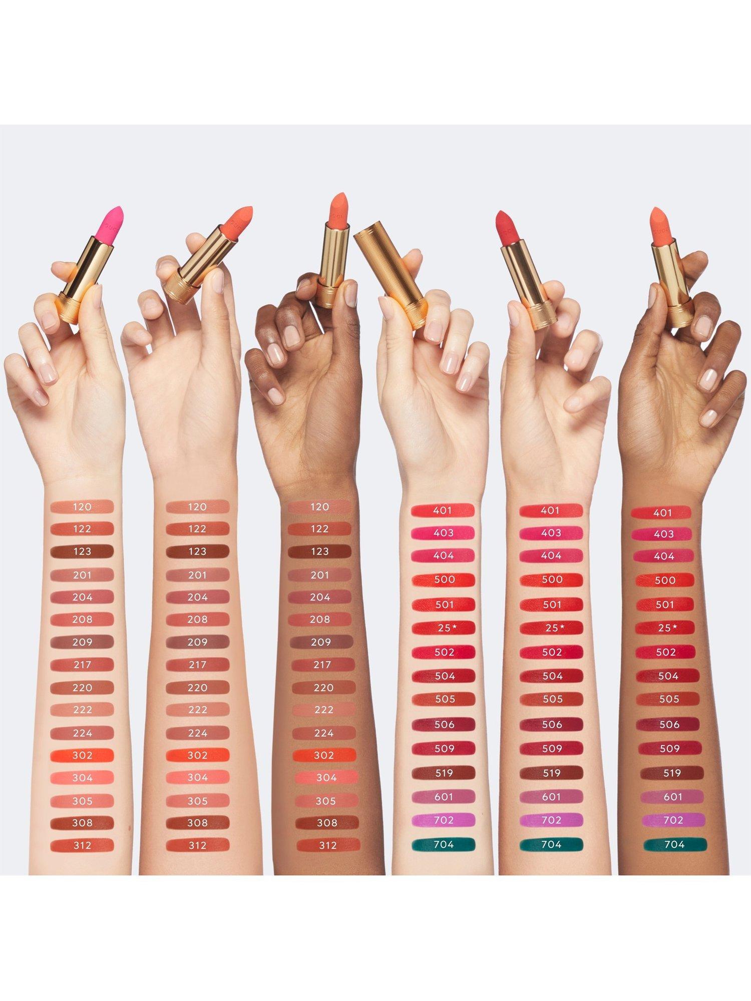Product image 4 of 8, which shows Gucci Rouge À Lèvres Matte Lipstick Summer Shades, 308 Lucy Dark Orange