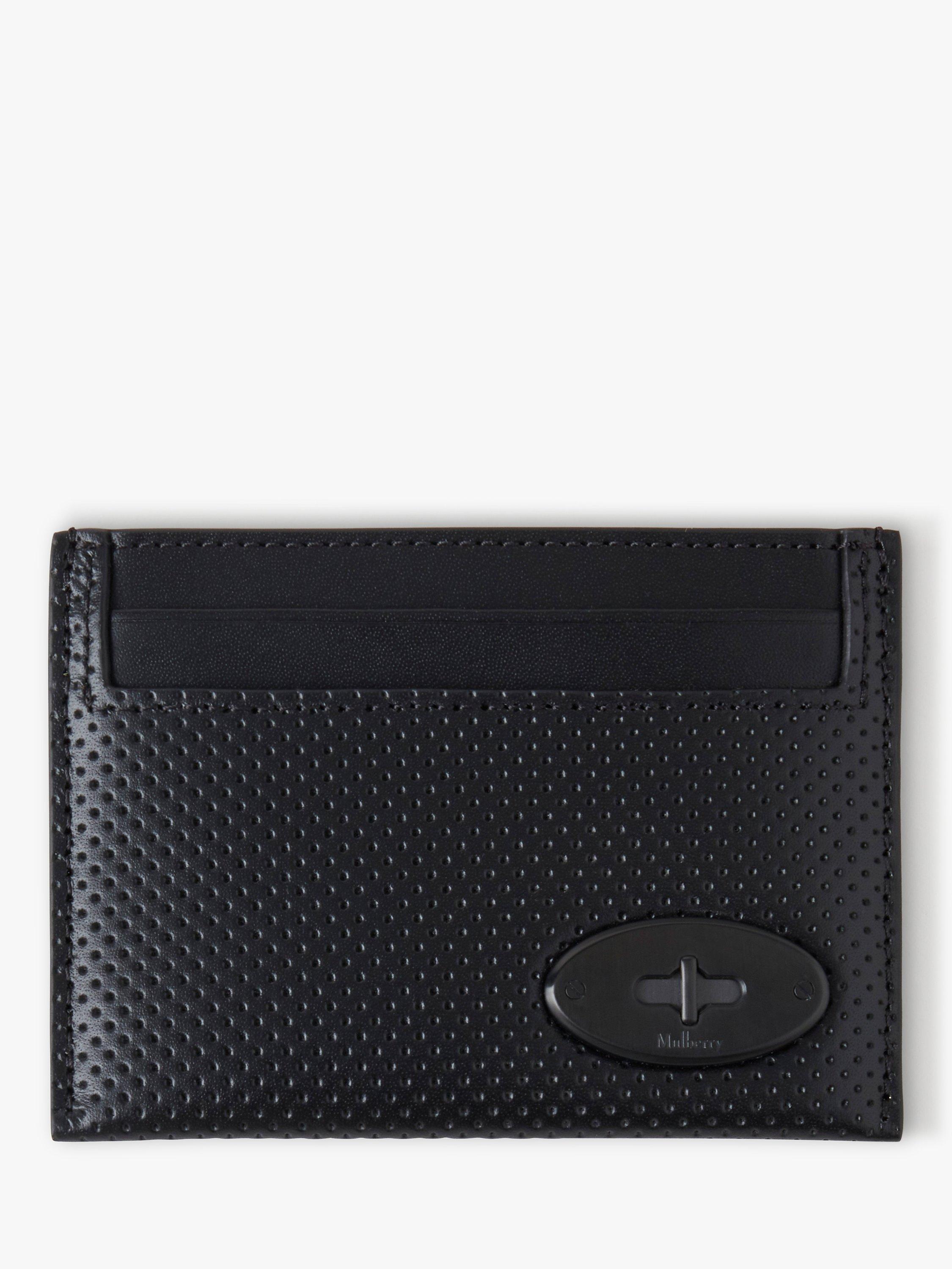 Mulberry Perforated Leather Credit Card Slip, Black