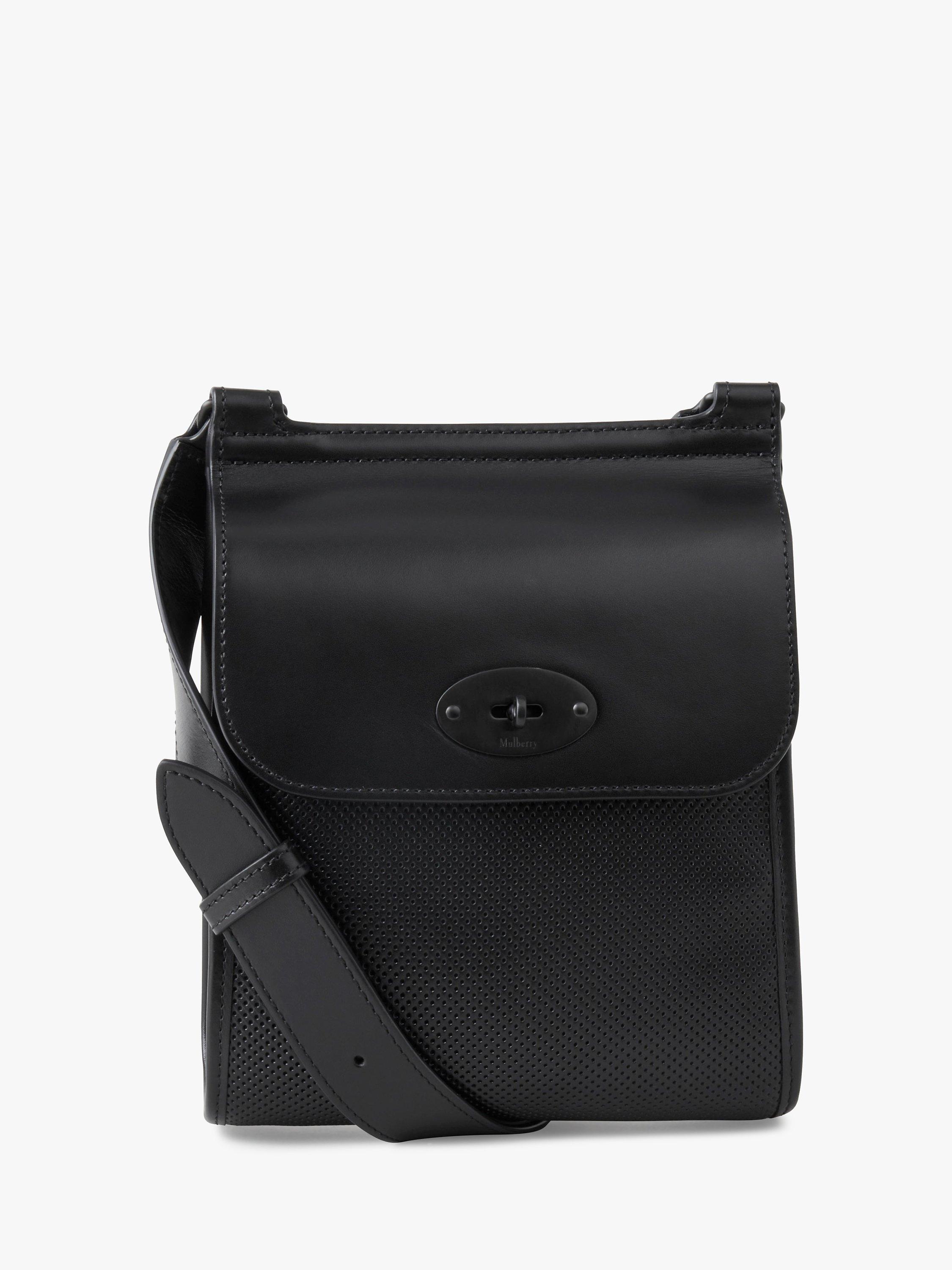Mulberry Small Antony Perforated Leather Satchel, Black