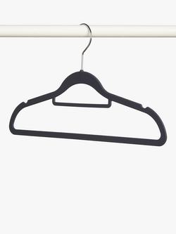 John Lewis Slim Plastic Hangers, Set of 10, Black, Black