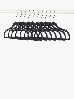 John Lewis Slim Plastic Hangers, Set of 10, Black - view 2, Black