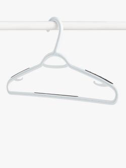 John Lewis Space-Saving Plastic Hangers, Pack of 10, White, White