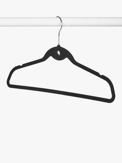 John Lewis Flock Clothes Hangers, Pack of 10, Black, Black