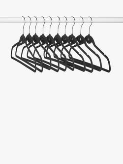 John Lewis Flock Clothes Hangers, Pack of 10, Black - view 2, Black
