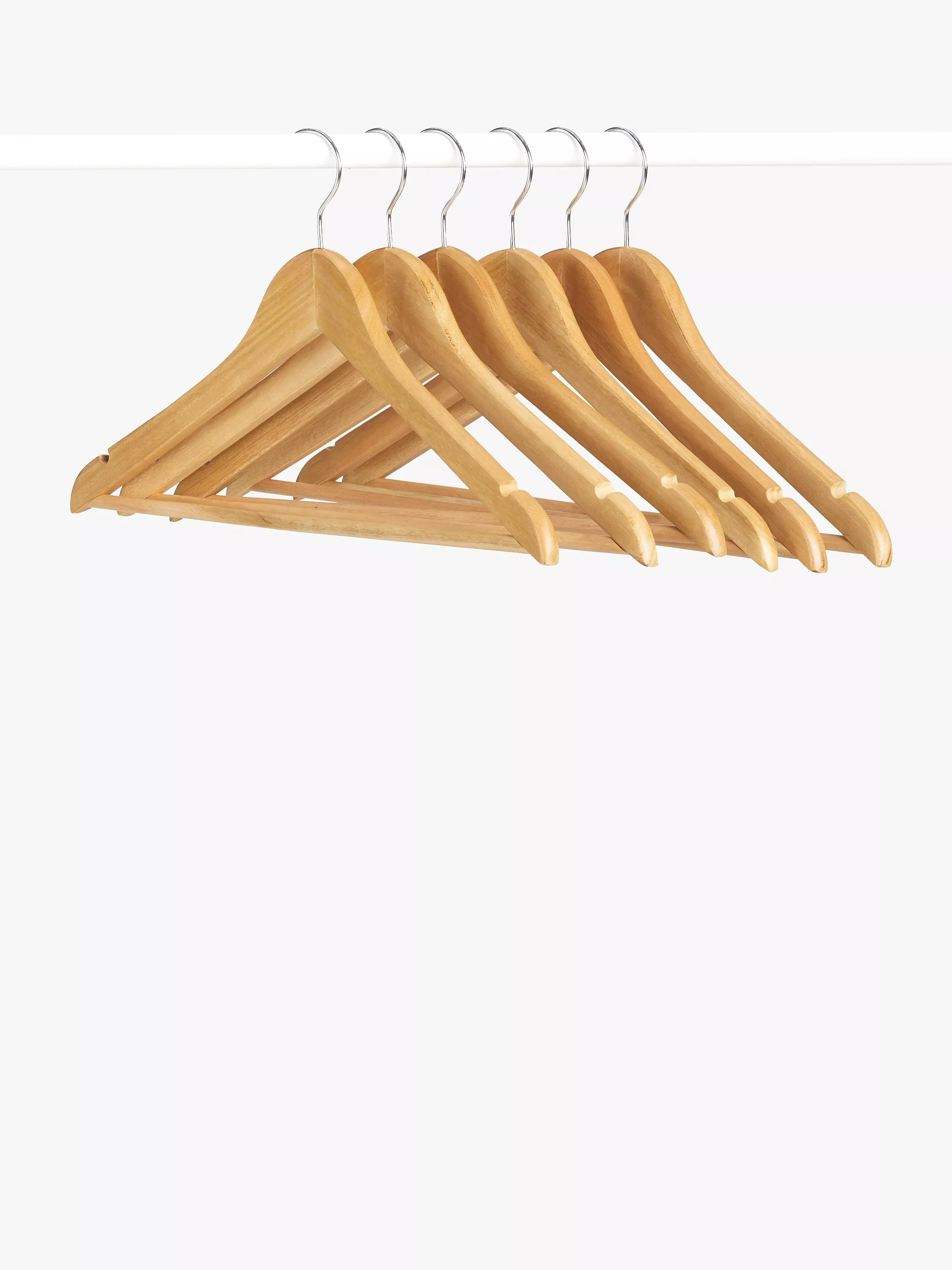 John Lewis Wood Jacket Bar Hangers FSC Wood Pack of 6 Natural