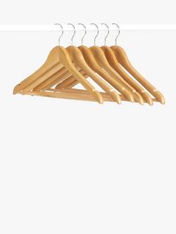 John Lewis Wood Jacket Bar Hangers, (FSC Wood) Pack of 6, Natural, Natural
