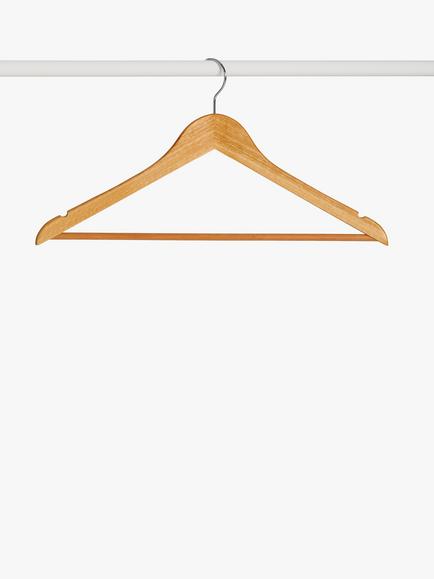 John Lewis Wood Jacket Bar Hangers, (FSC Wood) Pack of 6, Natural - view 2, Natural