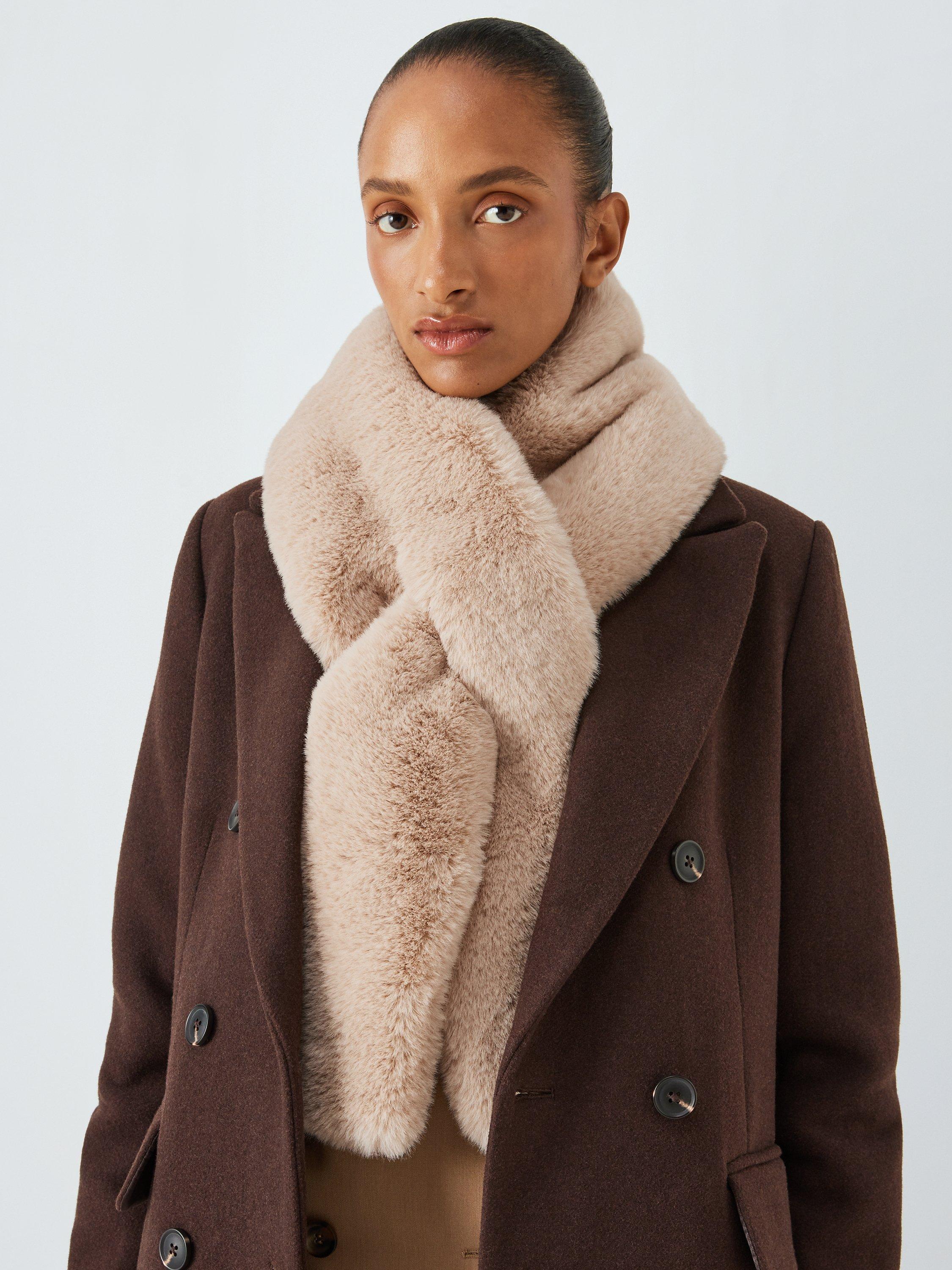 John Lewis Faux Fur Scarf, Neutral