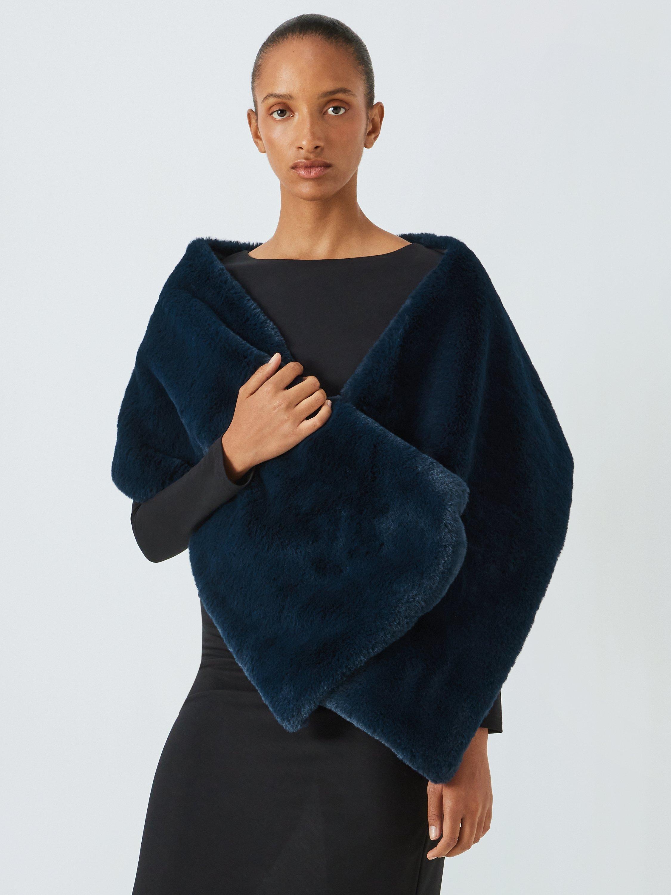 John Lewis Faux Fur Luxury Wrap, Navy