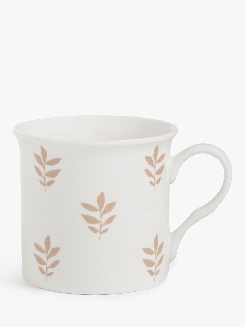 John Lewis ANYDAY Classic Leaf Stoneware Mug, 240ml, Caramel