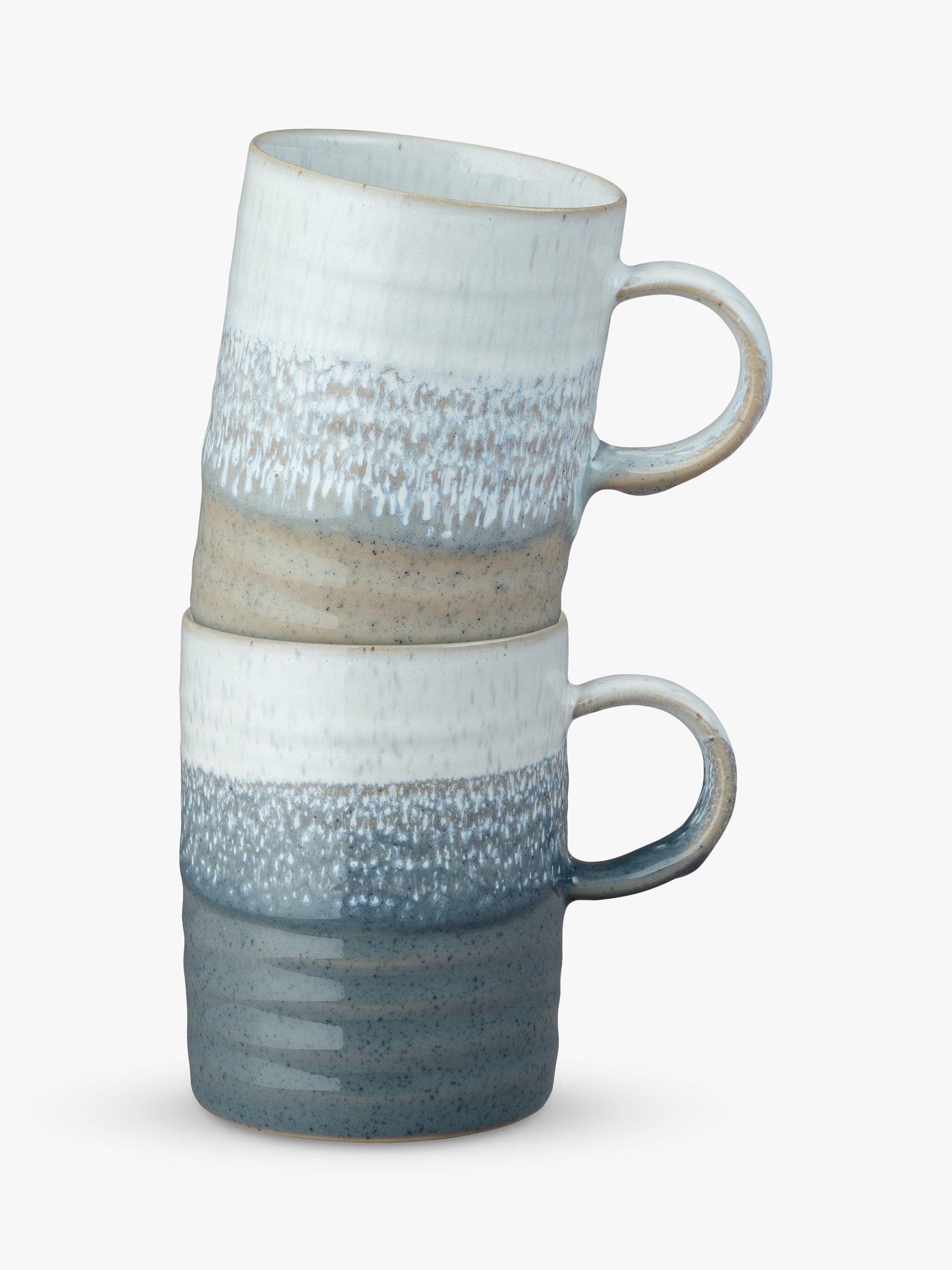 Denby Kiln Accent Stoneware Mug, Set of 2, 400ml, Slate/Taupe